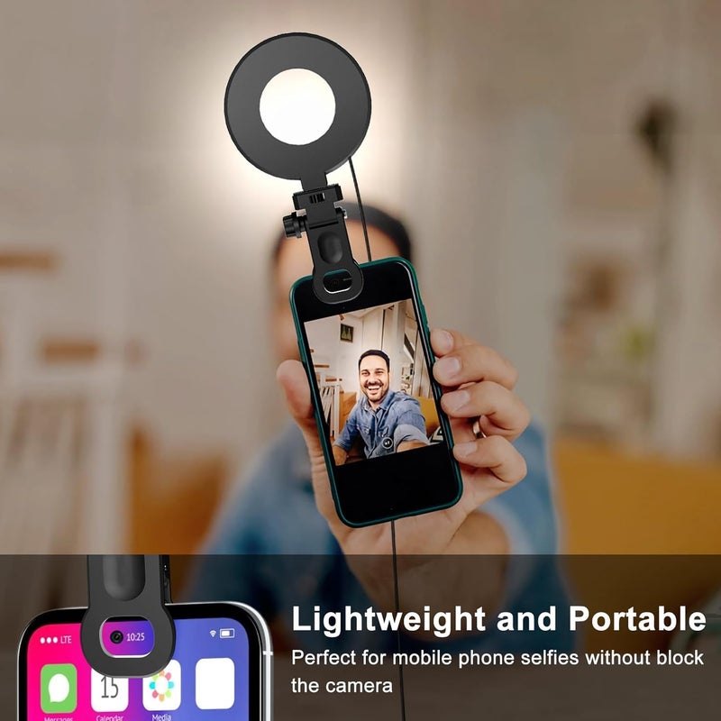 Mojimdo Ring Light [3 Color, 5 Brightness & Timer] 3.5'' Small Video Conference Lighting Clip On Monitor Laptop iPad Phone, USB Plug Dimmable Selfie Light for Working, Meeting, YouTube/TikTok Content Creator - Image 5